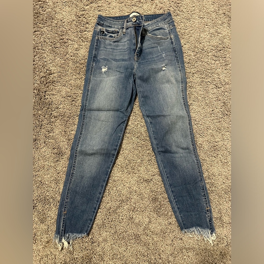 KanCan medium wash distressed denim